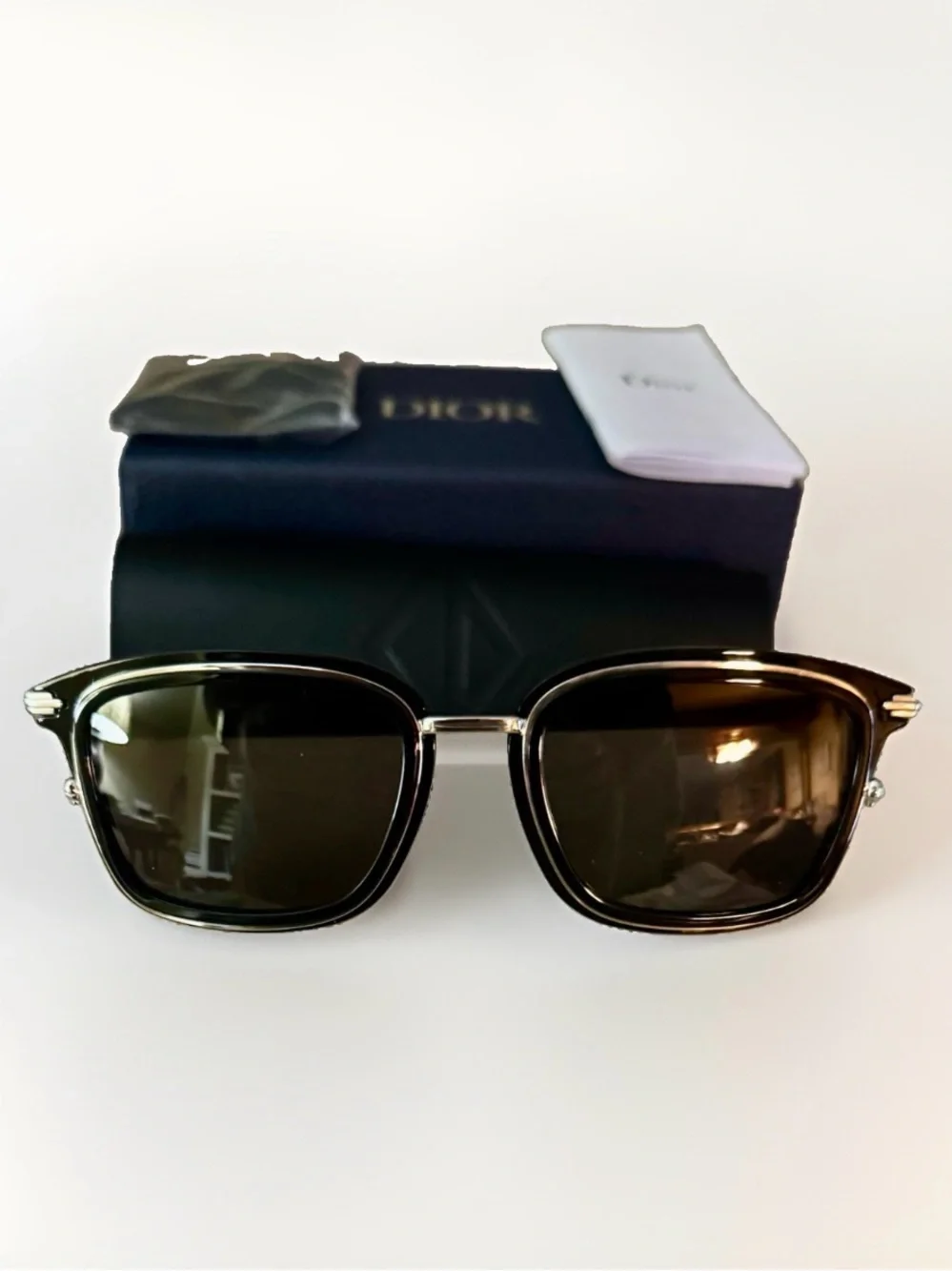 NEW Dior DiorBlackSuit S18U 13A0 Men's Black Rectangle Sunglasses Gray 53-20-145